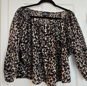 Black and Cream Leopard Print Blouse